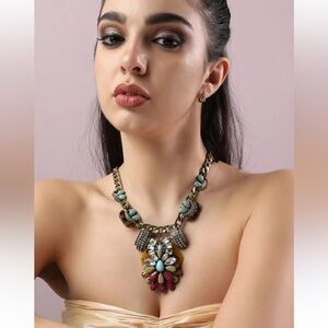 SOHI Multicolor Statement Stone Necklace.